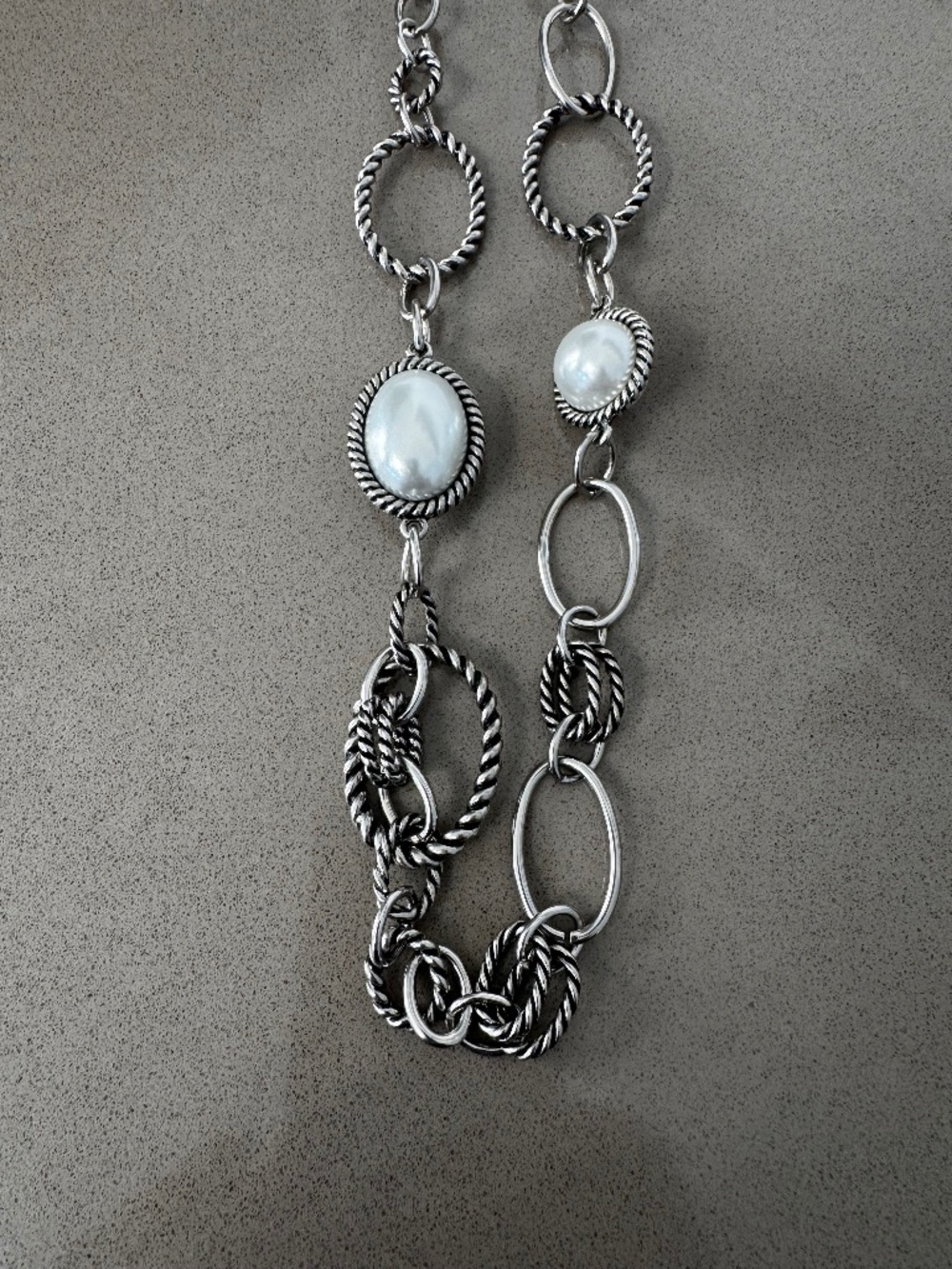 Silver and Pearl Statement Necklace